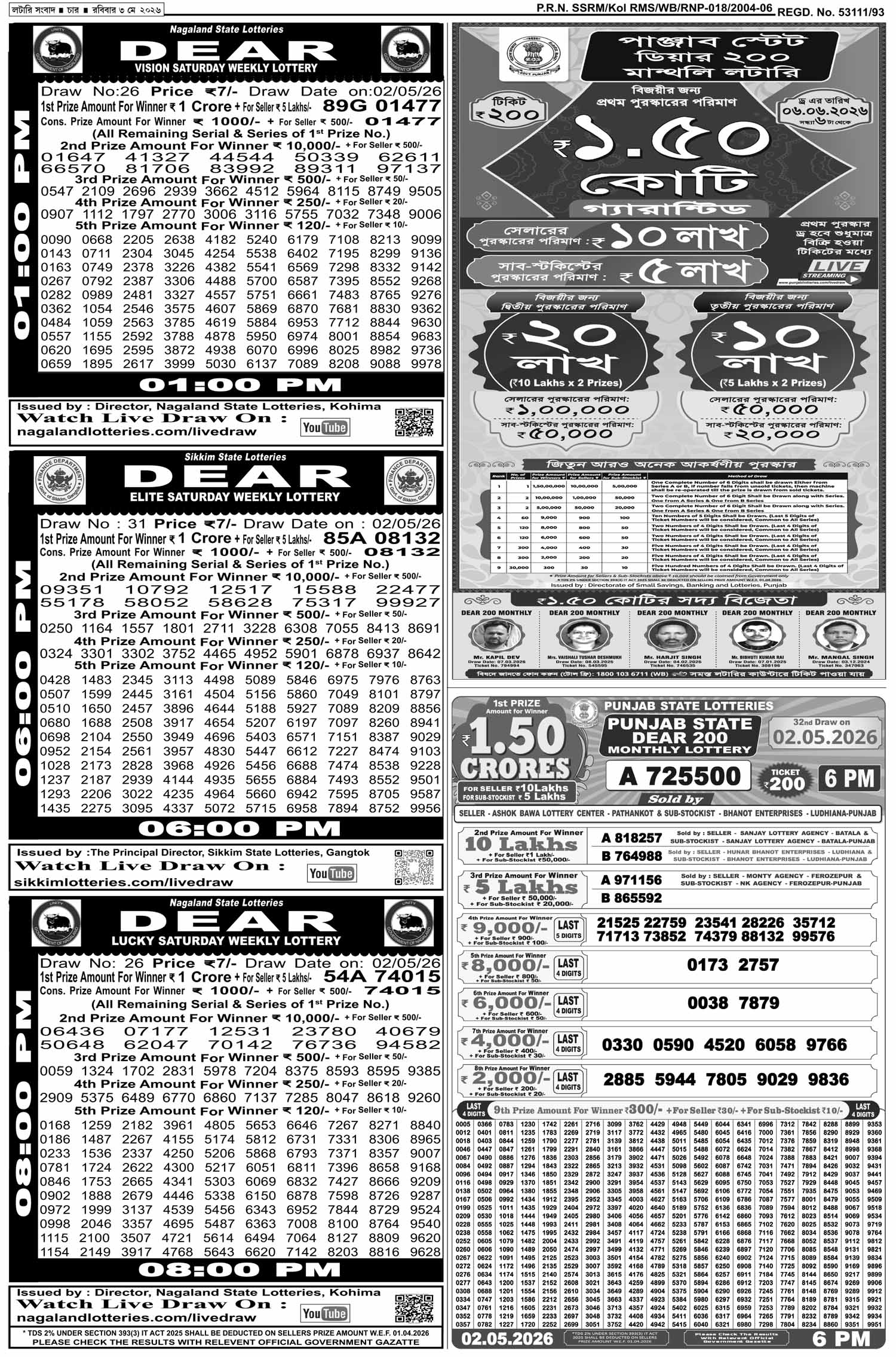 Lottery Sambad E-Paper 03 May 2026