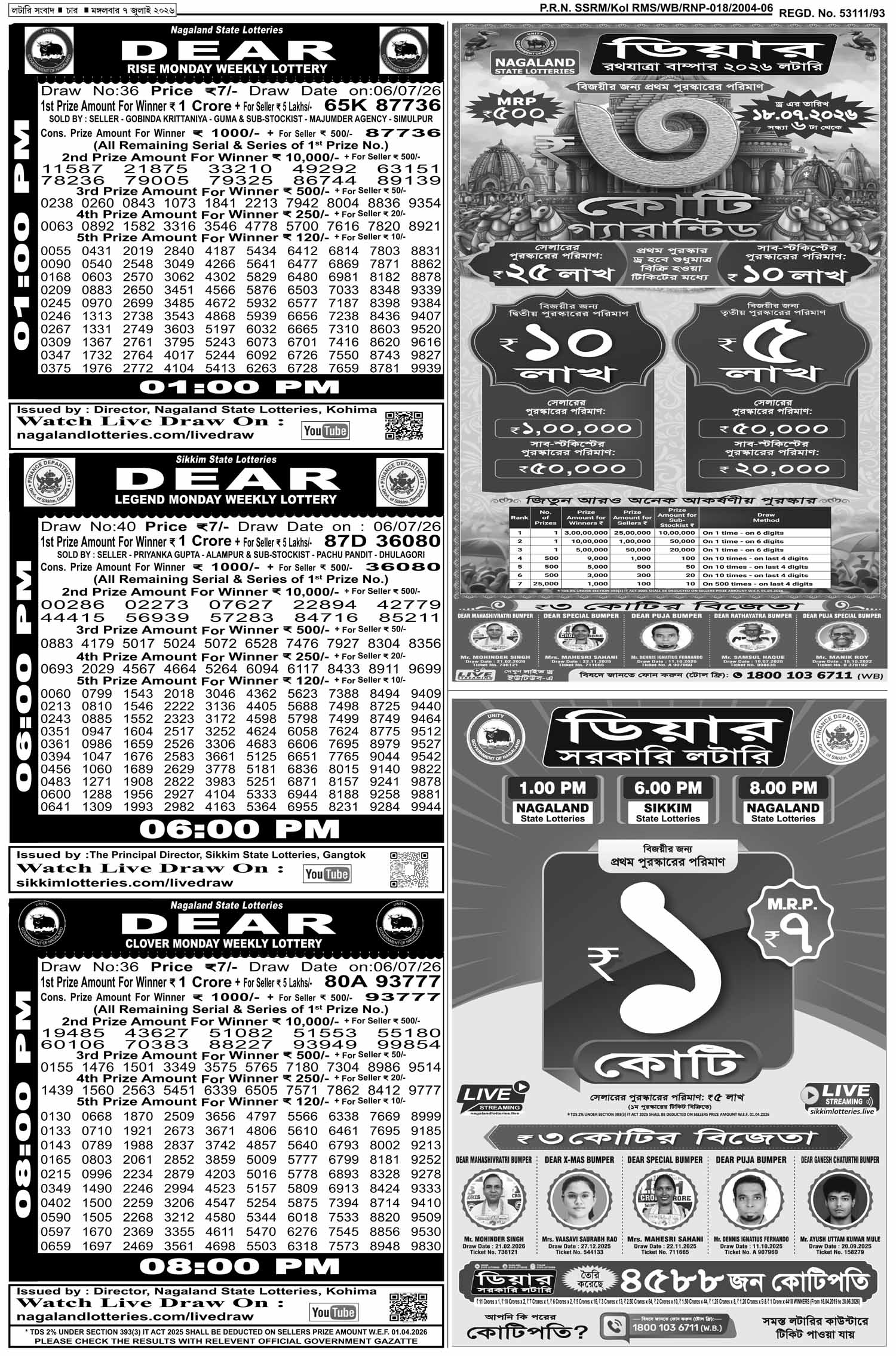 Lottery Sambad E-Paper 07 July 2026