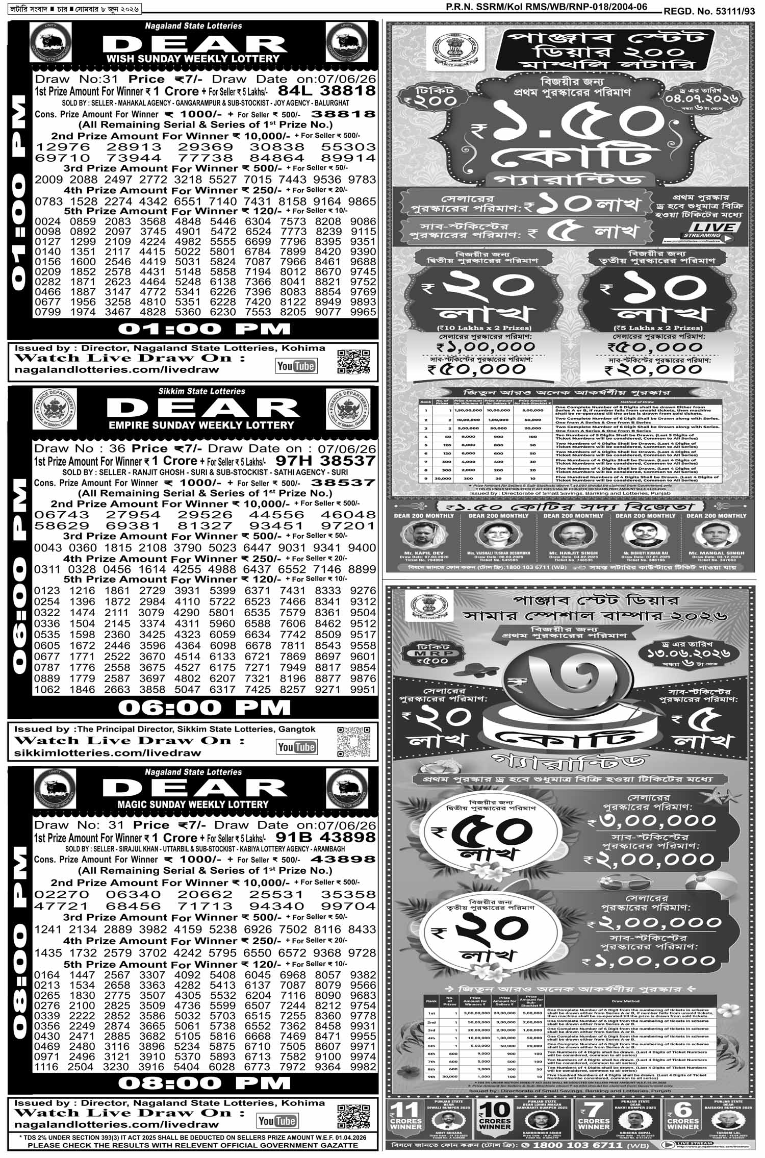 Lottery Sambad E-Paper 08 June 2026